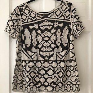 Anthropologie Embroidered Lace Top